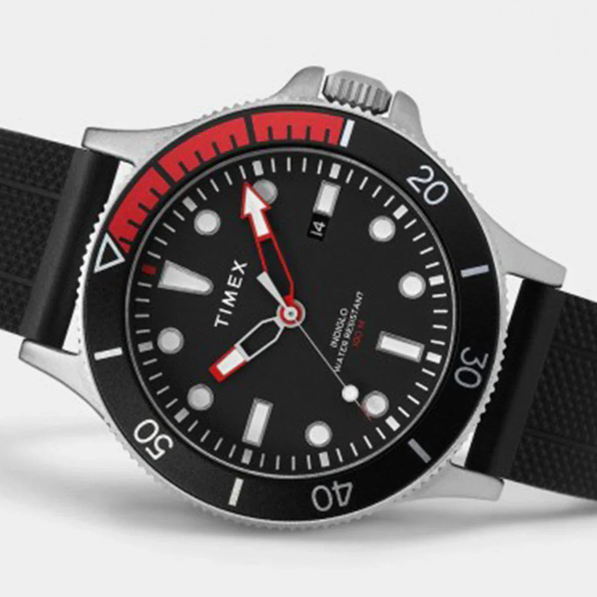 Timex Men's Black Silicone Watch, Brass Case | Tw2t30000-4