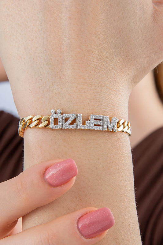 14ct Gold Diamond Personalized Name Bracelet-1