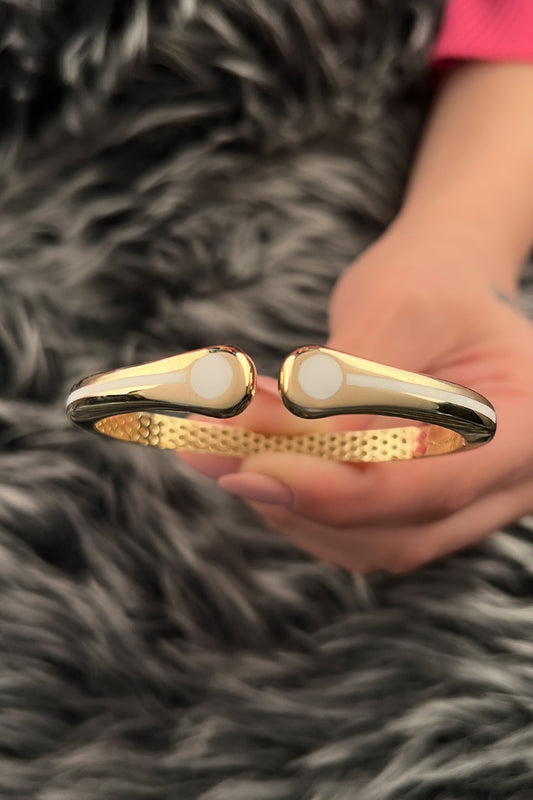 14ct Gold Dome Teardrop Bangle Bracelet-1