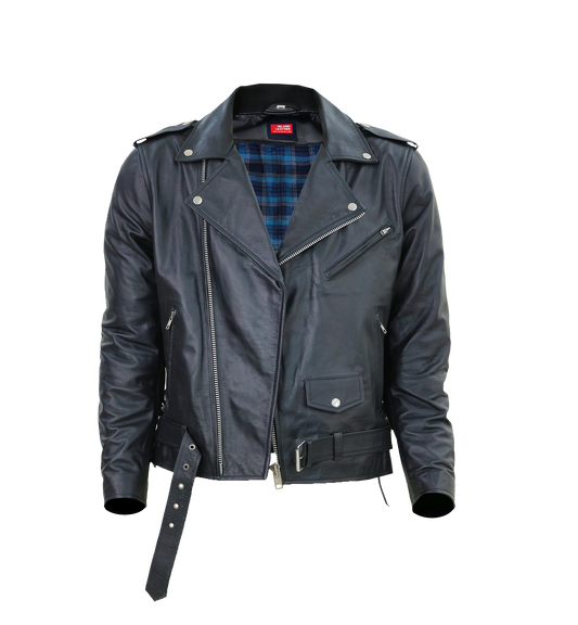 Kaan Zipper Leather Biker Jacket for Men's Black-1