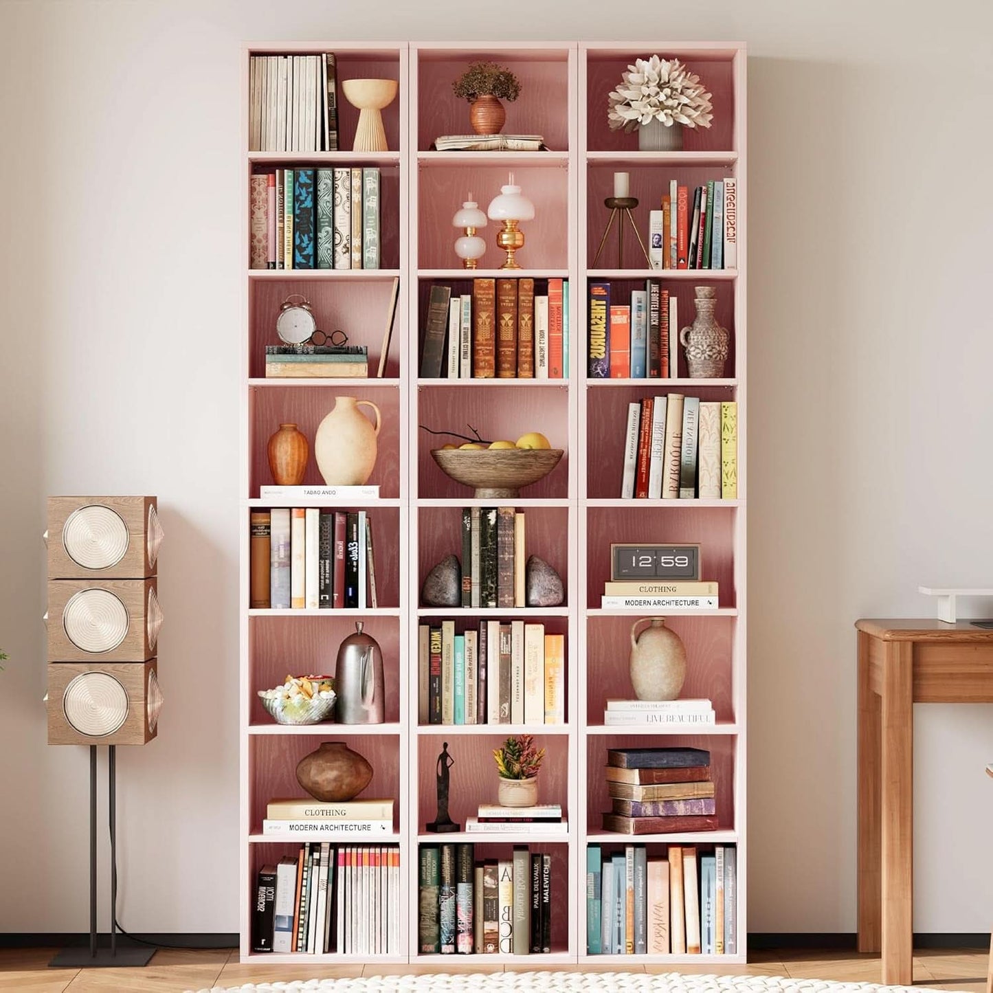 Tall Narrow Eight Tier Corner Bookcase For Home Office-4