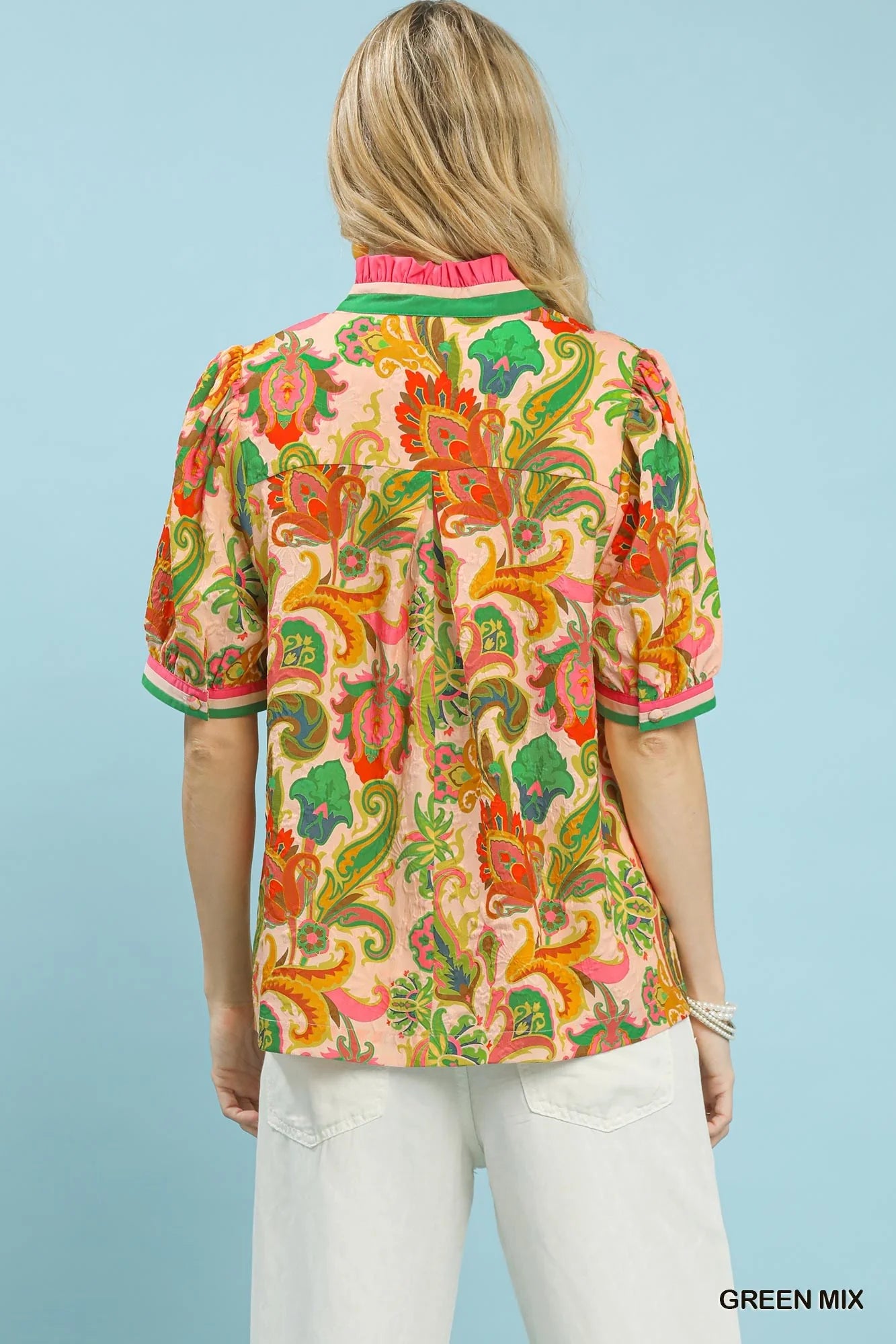 Umgee Jacquard Abstract Print Top-4