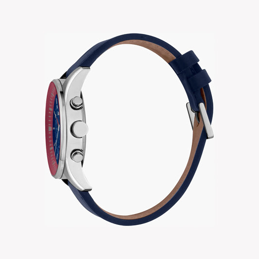 Esprit Men's Blue Leather Watch, Blue Dial | ES1G209L0025-1