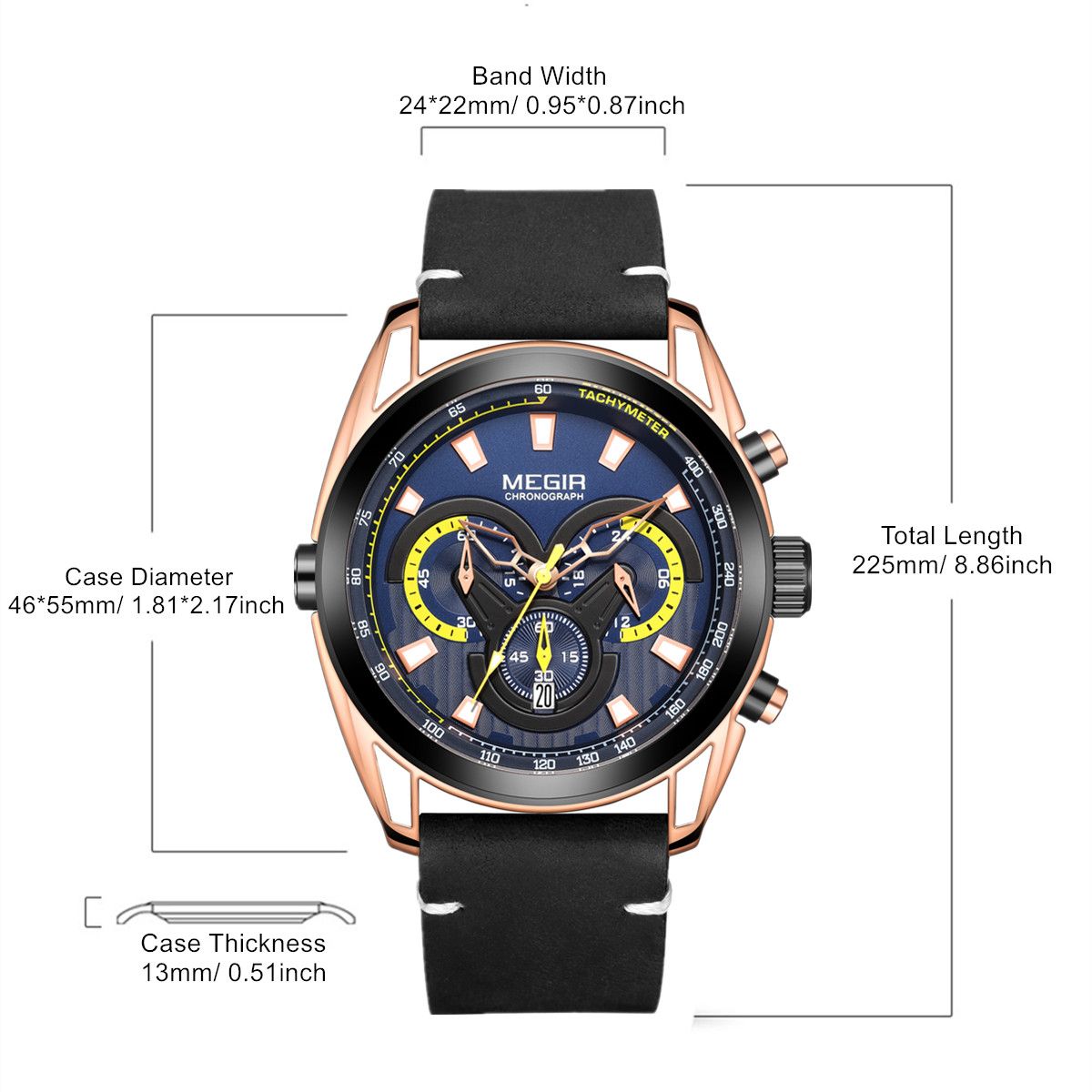 MEGIR Top Brand Luxury Men's Wrist Watch Man Luminous Waterproof Sport Men Quartz Wristwatches Relogio Masculino Dropshipping 2135-9