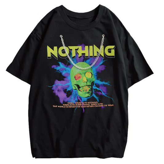 Vintage Horror Skull T-Shirt Men Oversized Hip Hop Rock Streetwear Graphic Tee-1