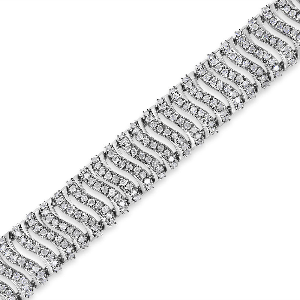 .925 Sterling Silver 5.00 Cttw Round-Cut Diamond "S" Link Bracelet (I-J Color, I3 Clarity) - Size 7.25-4