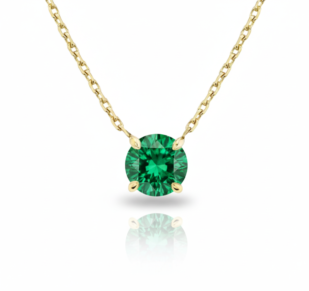 Alira Solitaire Emerald Necklace-0