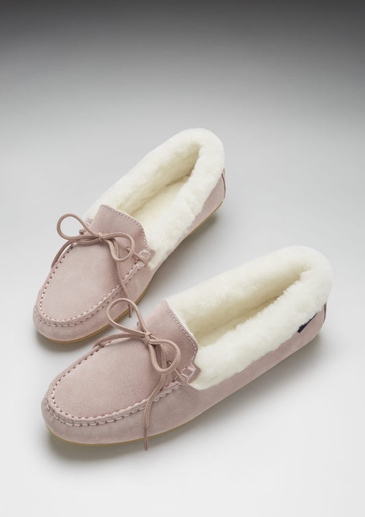 Women's slippers, sheepskin, ice pink suede-1