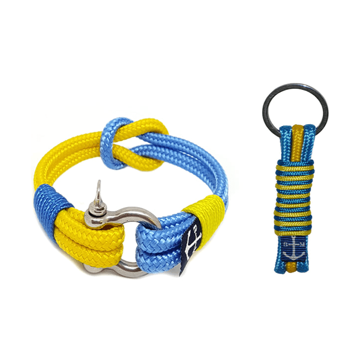 Yellow and Blue Rope Bracelet and Keychain-0