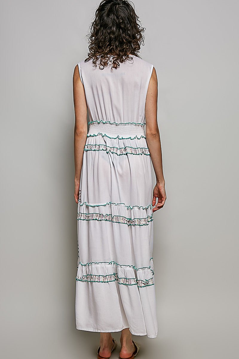 POL Floral Printed Sleeveless Tiered Dress with Smocked Waistband-4