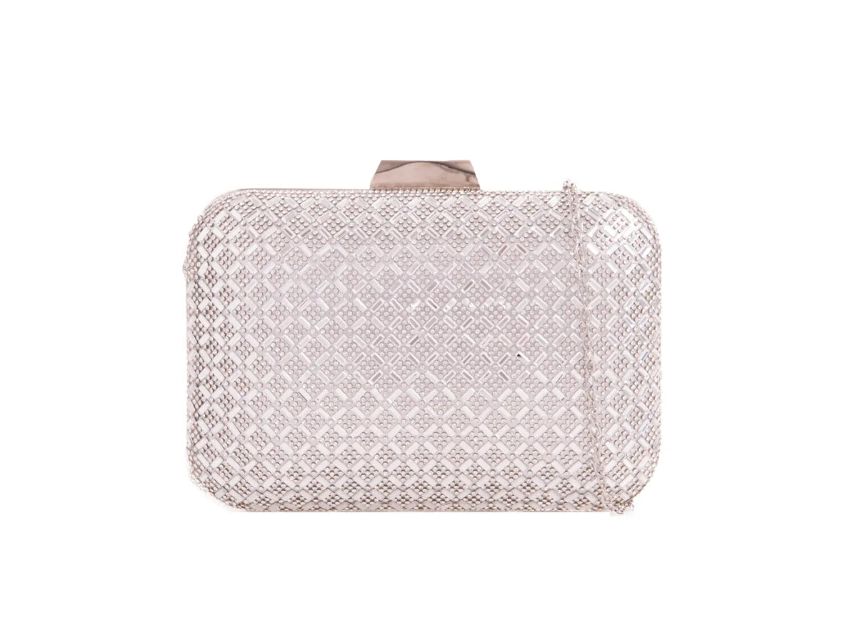 Silver Diamante Clutch Bag-1