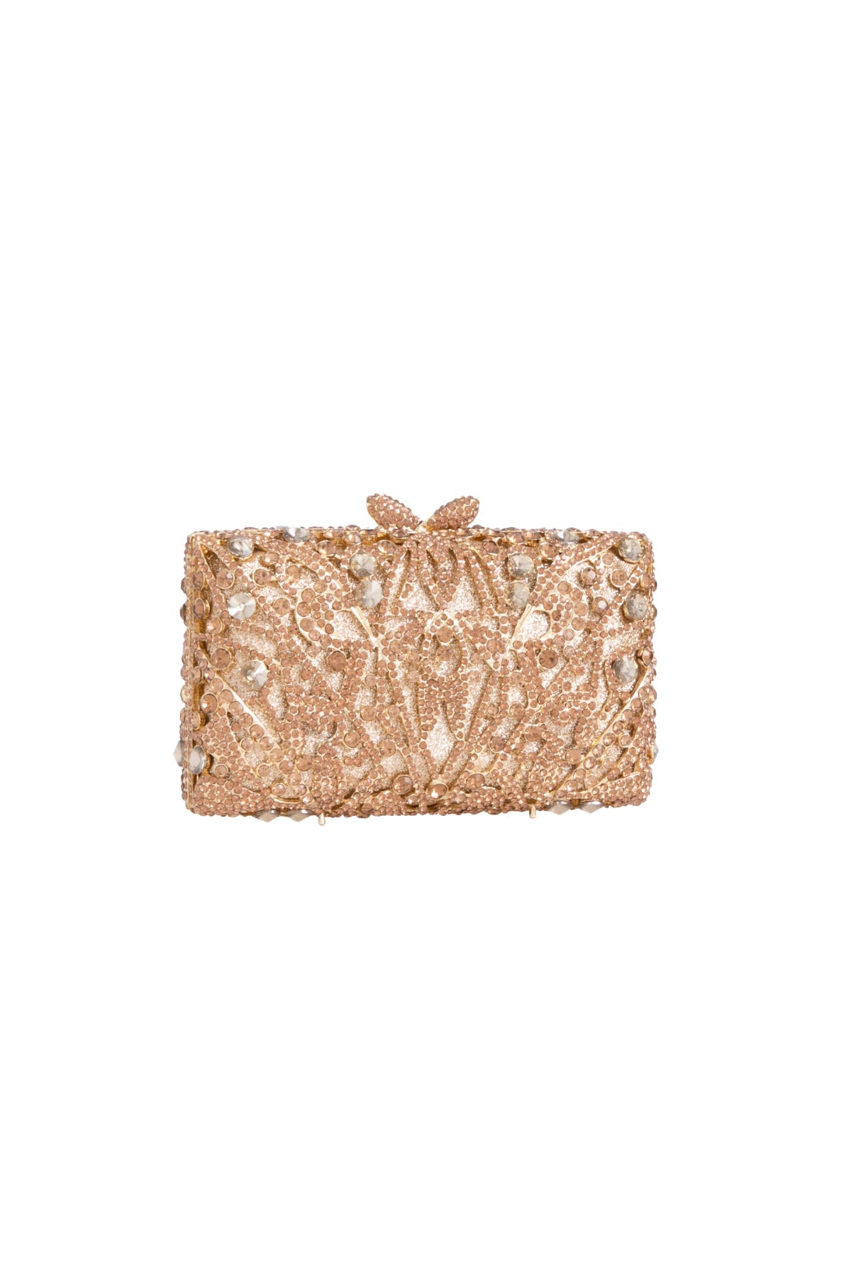 Gold Crystal Embellished Clutch Bag-2