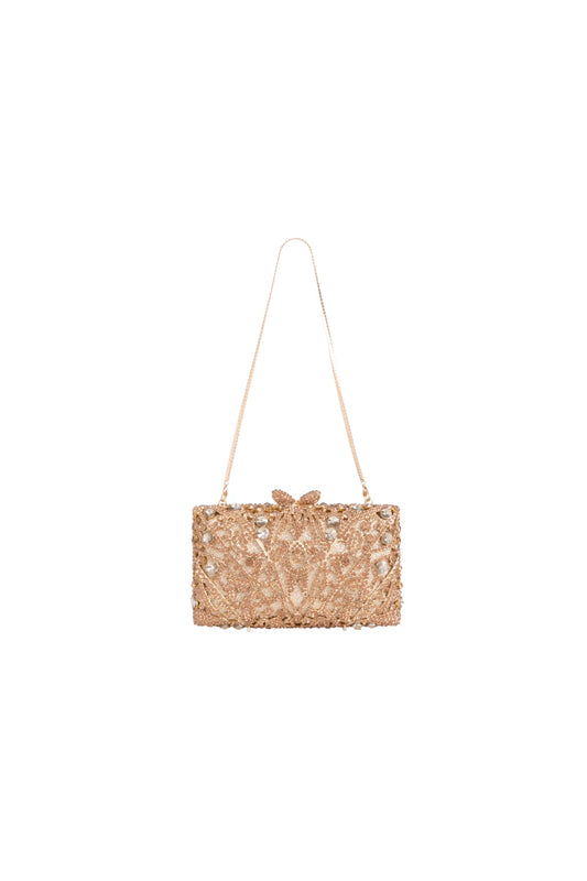 Gold Crystal Embellished Clutch Bag-1