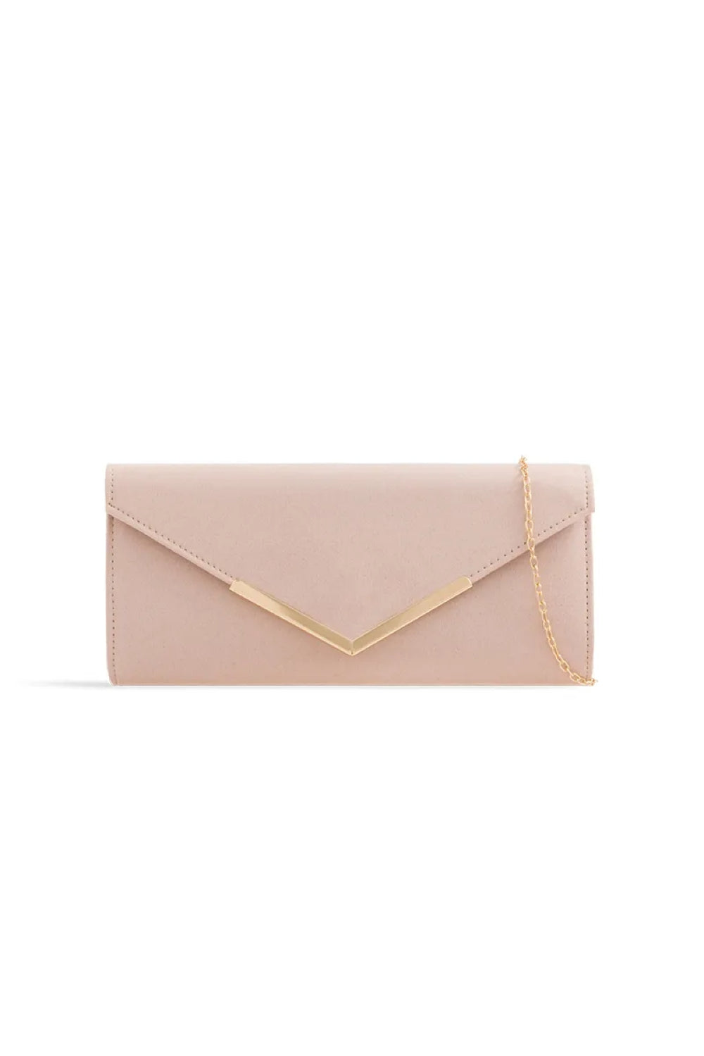 Nude Suede Envelope Clutch Bag-0