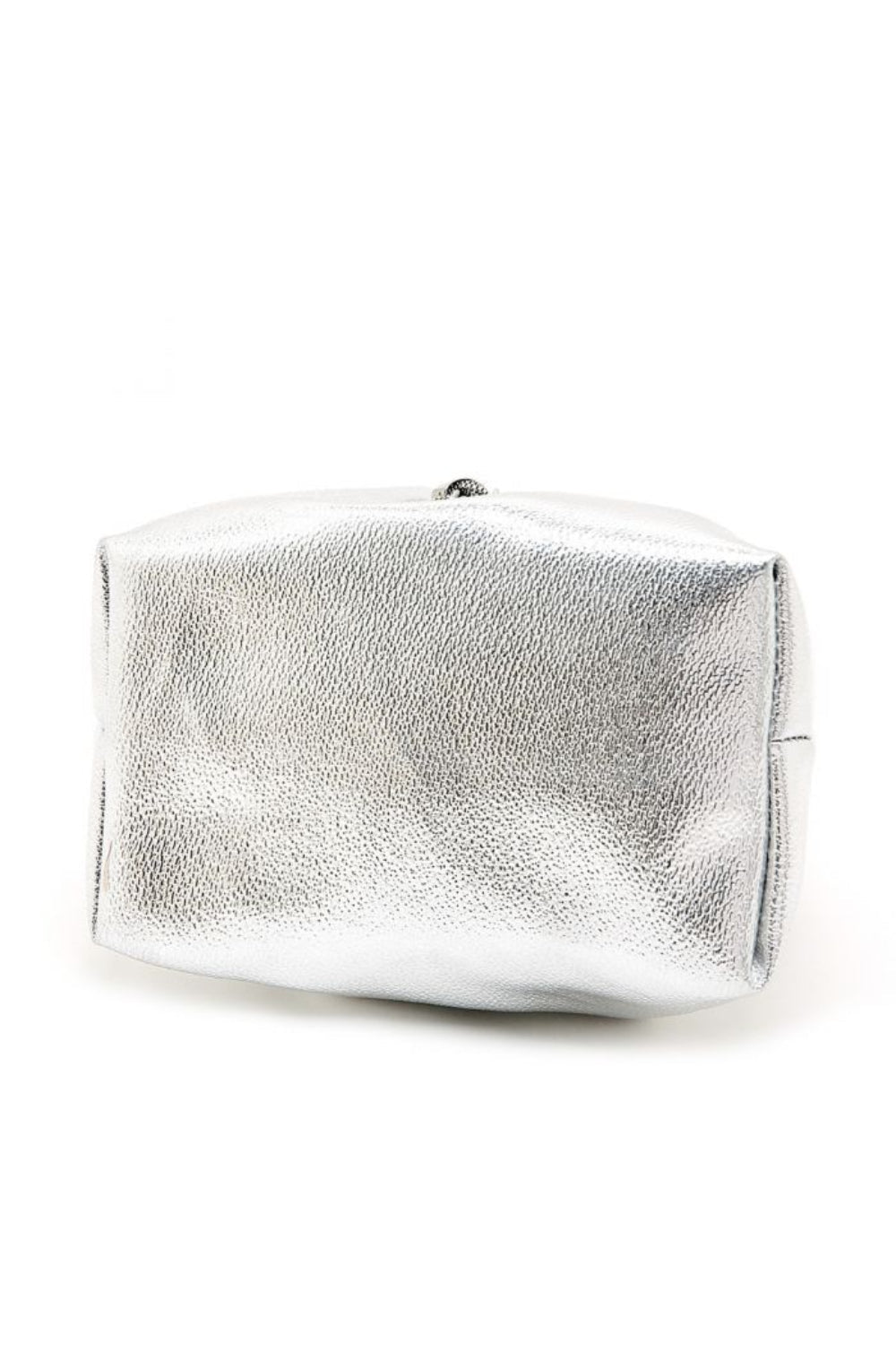 Silver Top Handle Leather Look Bag-2