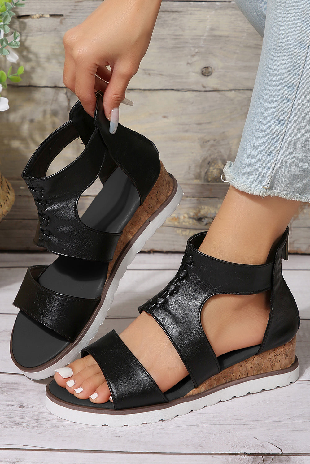 Nora Crisscross Hollowed Gladiator Sandals-4