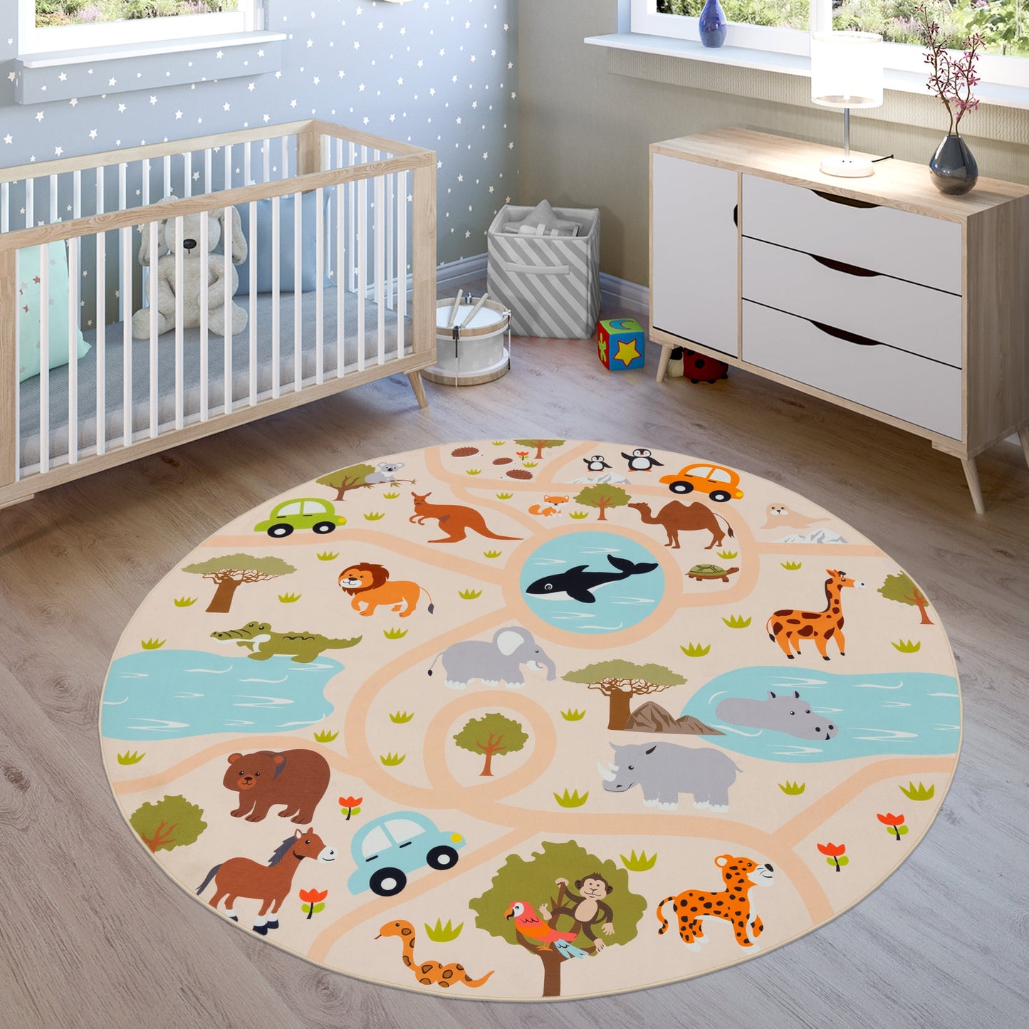 Kids Play-Mat Lilo with Wild Animals in Beige-4