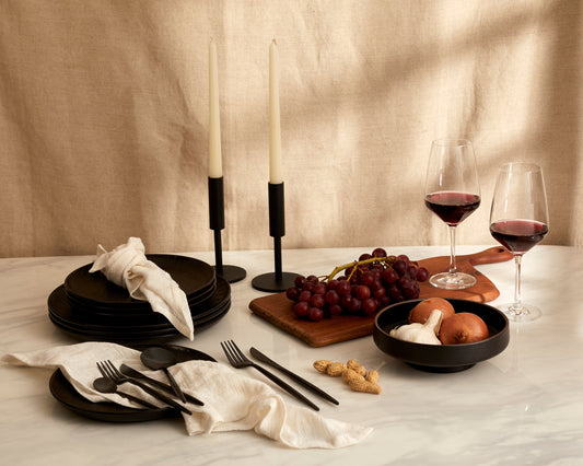 Enigma Black Porcelain Round Starter Plate-1