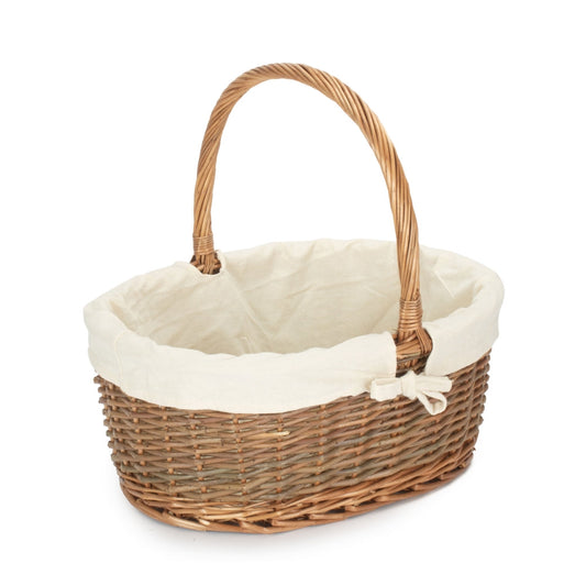 Oval Unpeeled Willow Shopping Basket With White Lining