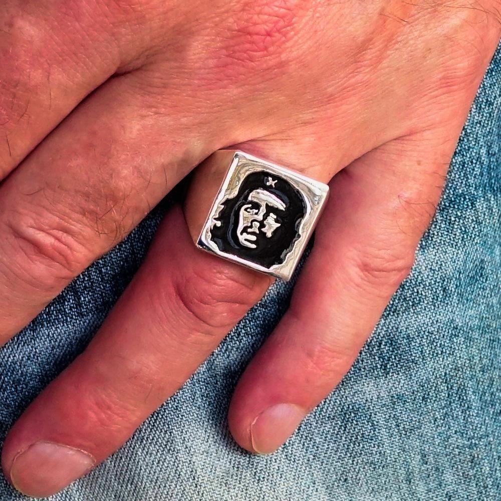 Excellent crafted Men's Revolution Ring Black Socialist - Sterling Silver-4