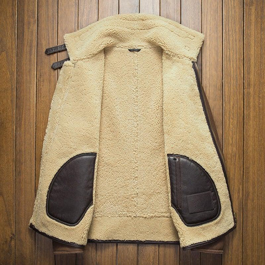 Davis Men's B3 Natural Shearling Leather Coat-1