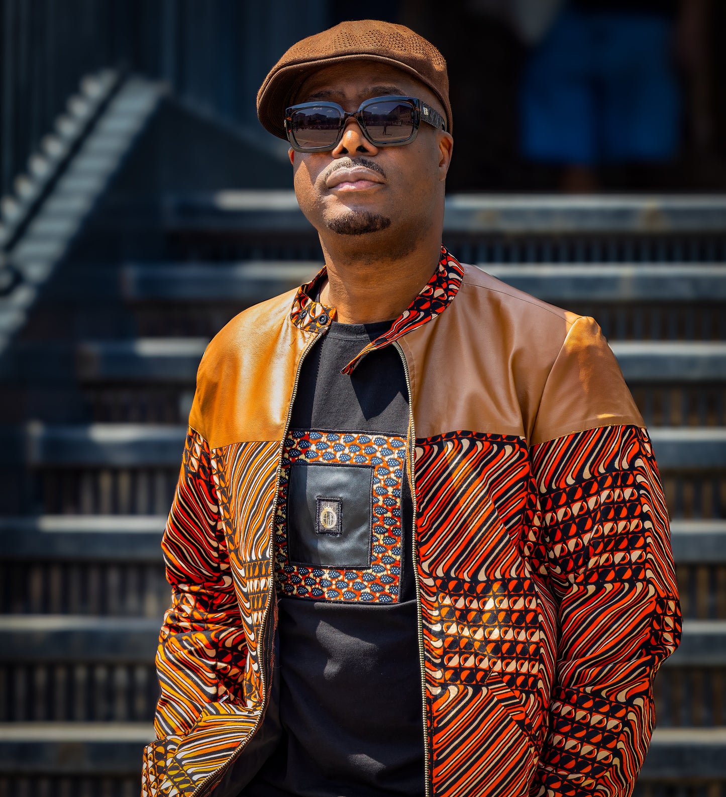 African Print Jacket- Chocolate Brown-4