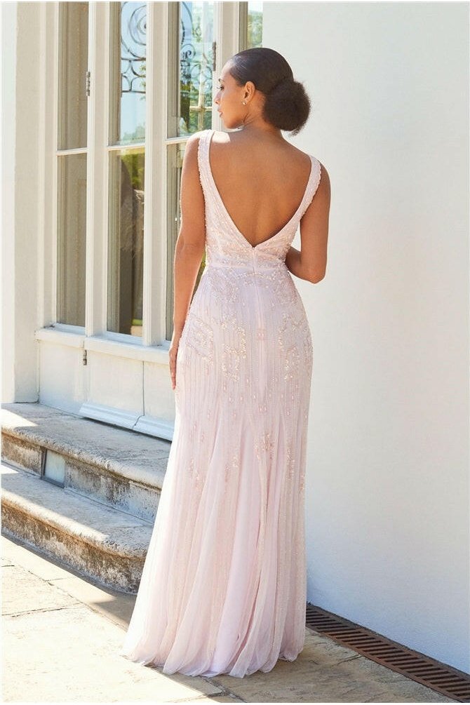 Gracey Pink Embellished Maxi Dress