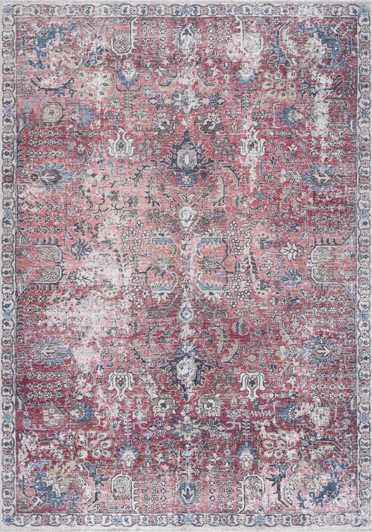 Burgundy Holi-2303 Washable Area Rug-1