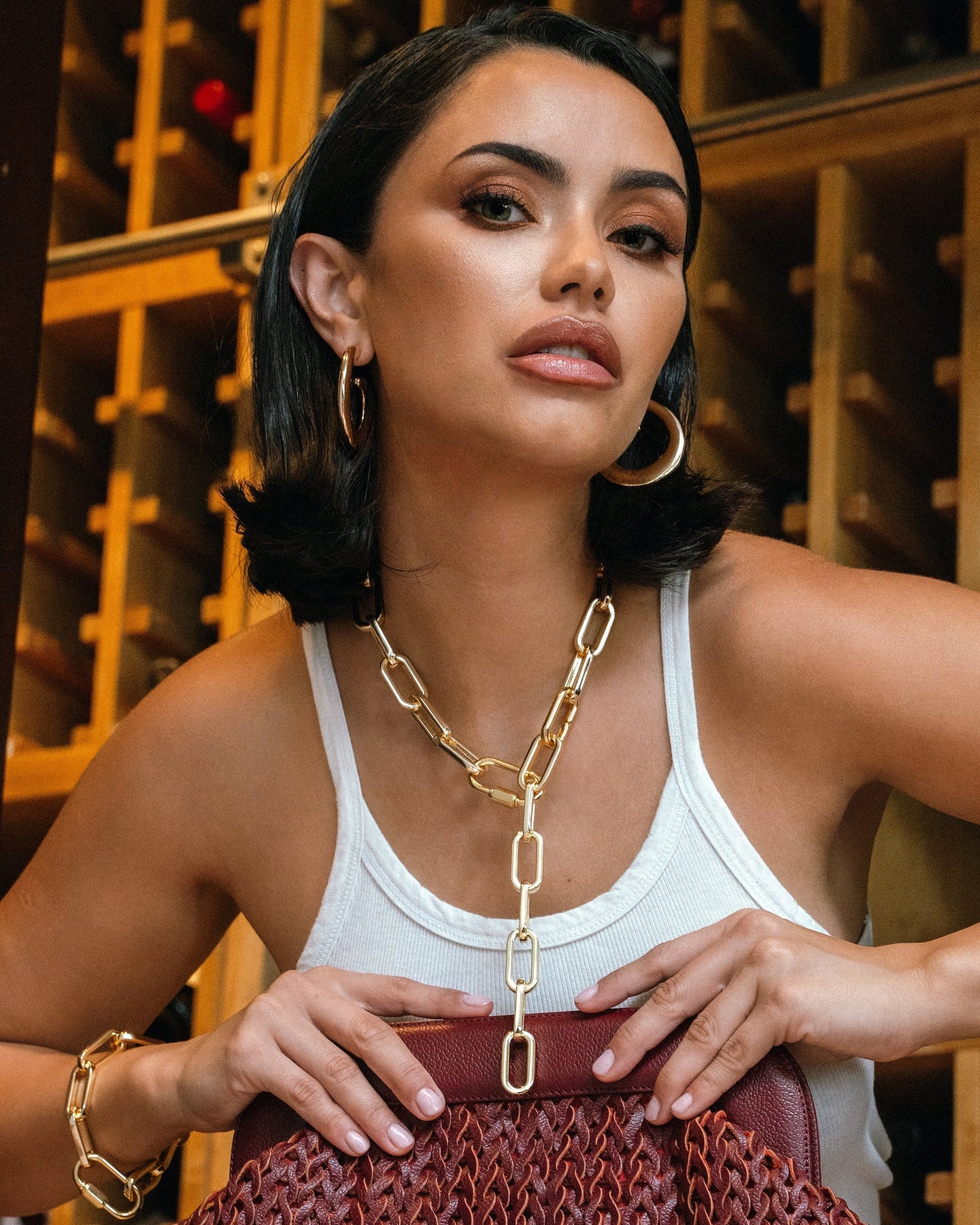 Noemie Loop Dangle Drop Earrings Gold-3