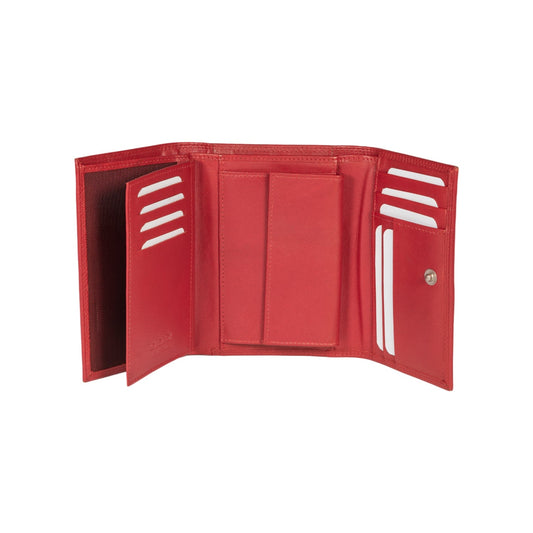 K10233VB | Women's wallet in genuine full-grain leather, with light grain. Red color. Size when closed: 14 x 10.5 x 2.5 cm. Packaging: hard bottom/cover Gift Box-1