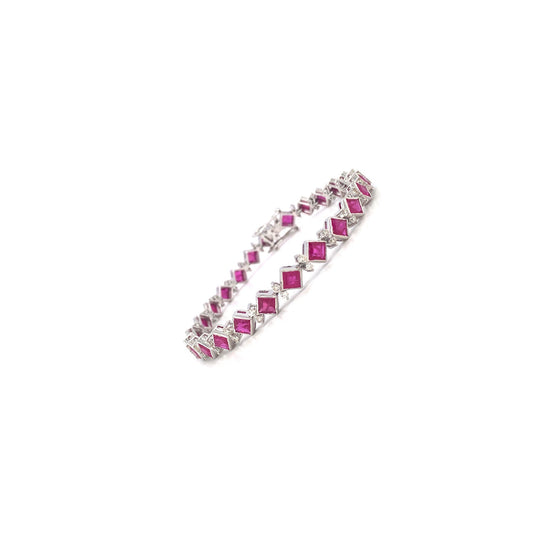 Ruby and Diamond Bracelet in 18K White Gold - KGD 40783-1