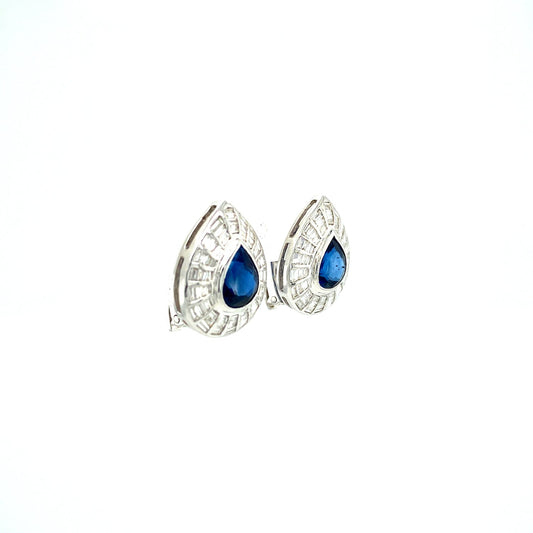 Sapphire and Diamond Earrings in 18K White Gold - KGT 31495-1