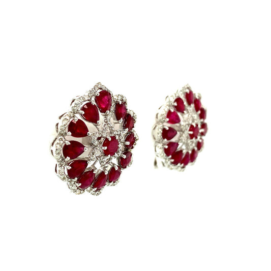 Ruby and Diamond Earring in 18K White Gold - KGT 32530-1