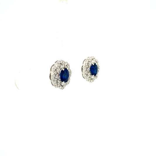 Sapphire and Diamond Earrings in 18K White Gold - KGT 33361-1