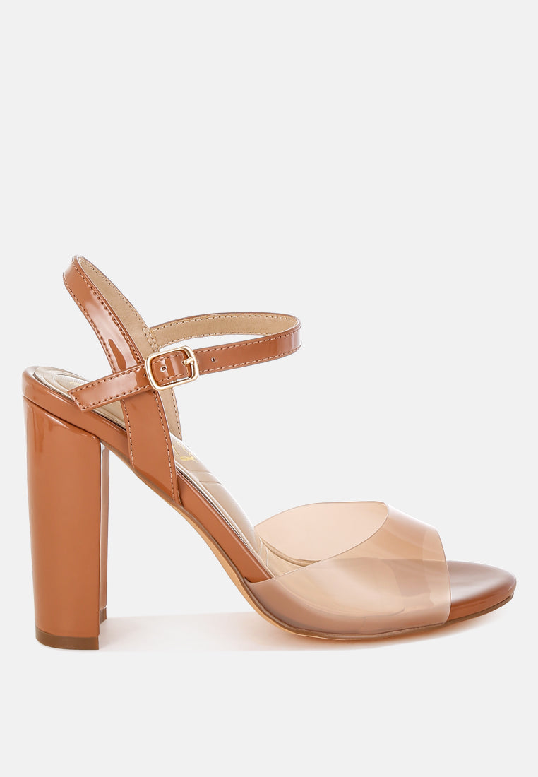 Kessel Tinted Clear Strap Block Heel Sandals