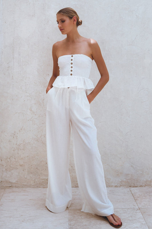 Laura Smocked Linen Top (Sale)