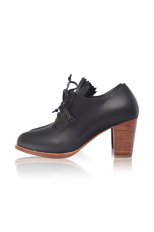 Lyon Lace-Up Leather Oxford Heels-1