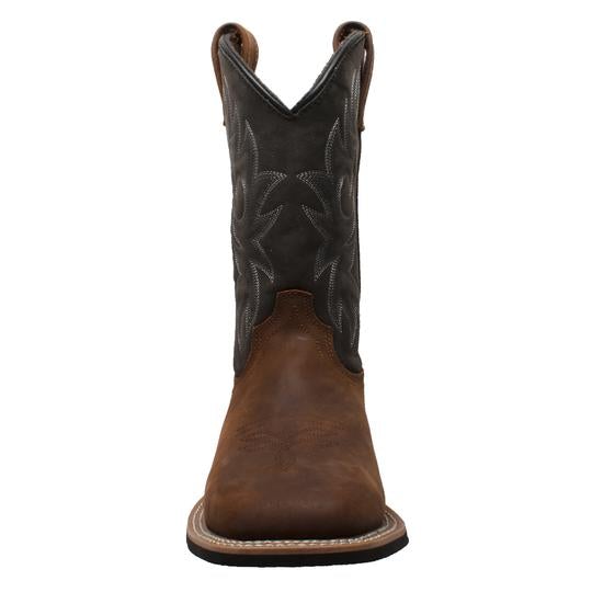 Men's 12" Work Western Square Toe Black/Brown Leather Boots-4