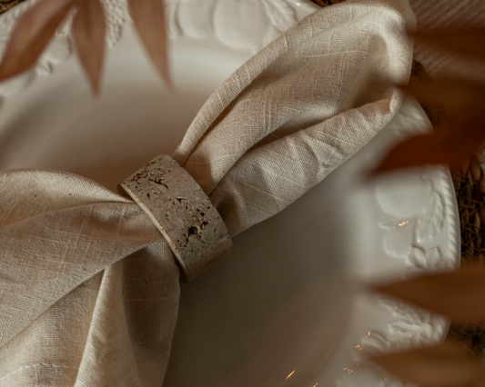 Hana Travertine Napkins Rings Set of 4-1