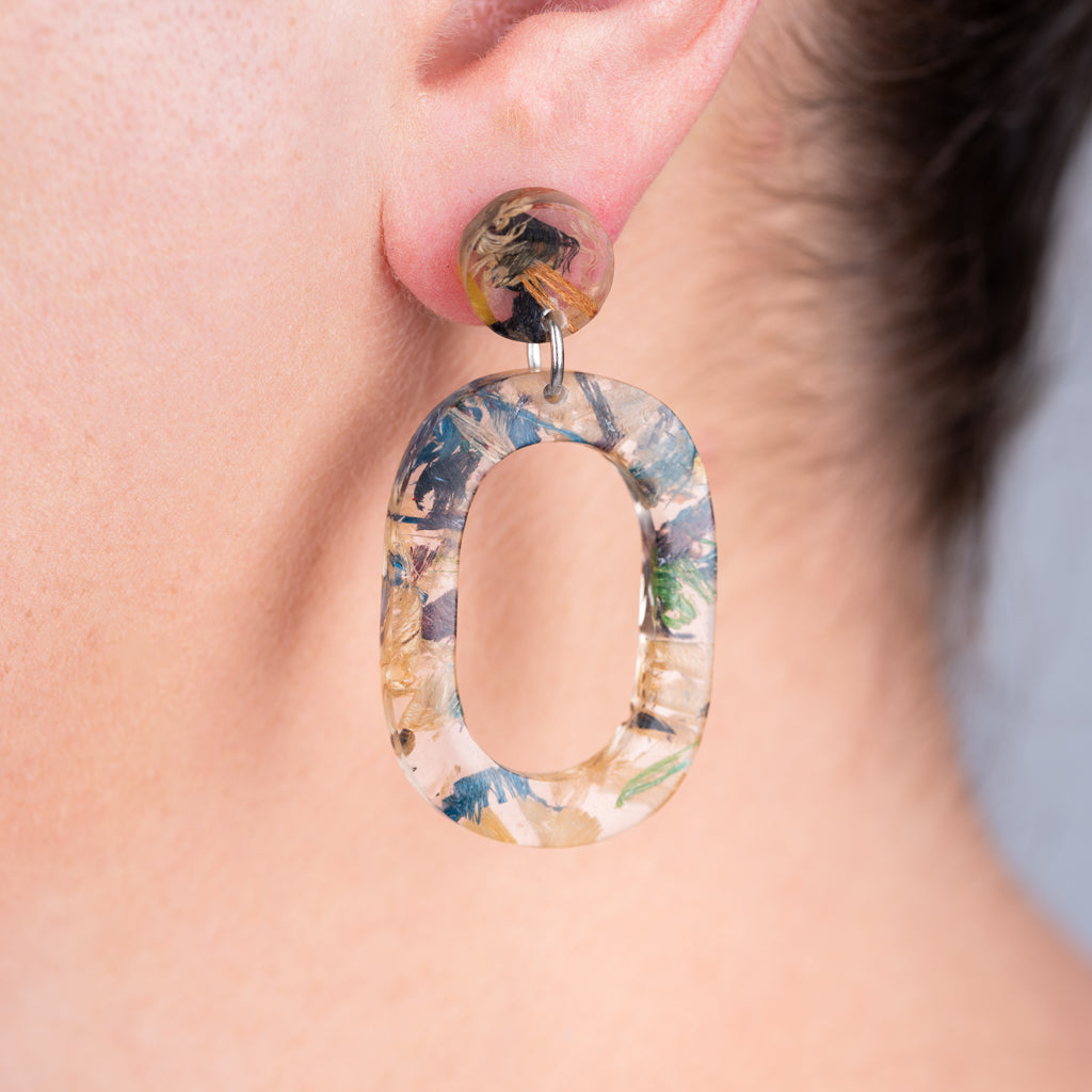 Opal Statement Recycled Skateboard & Resin Earrings-4