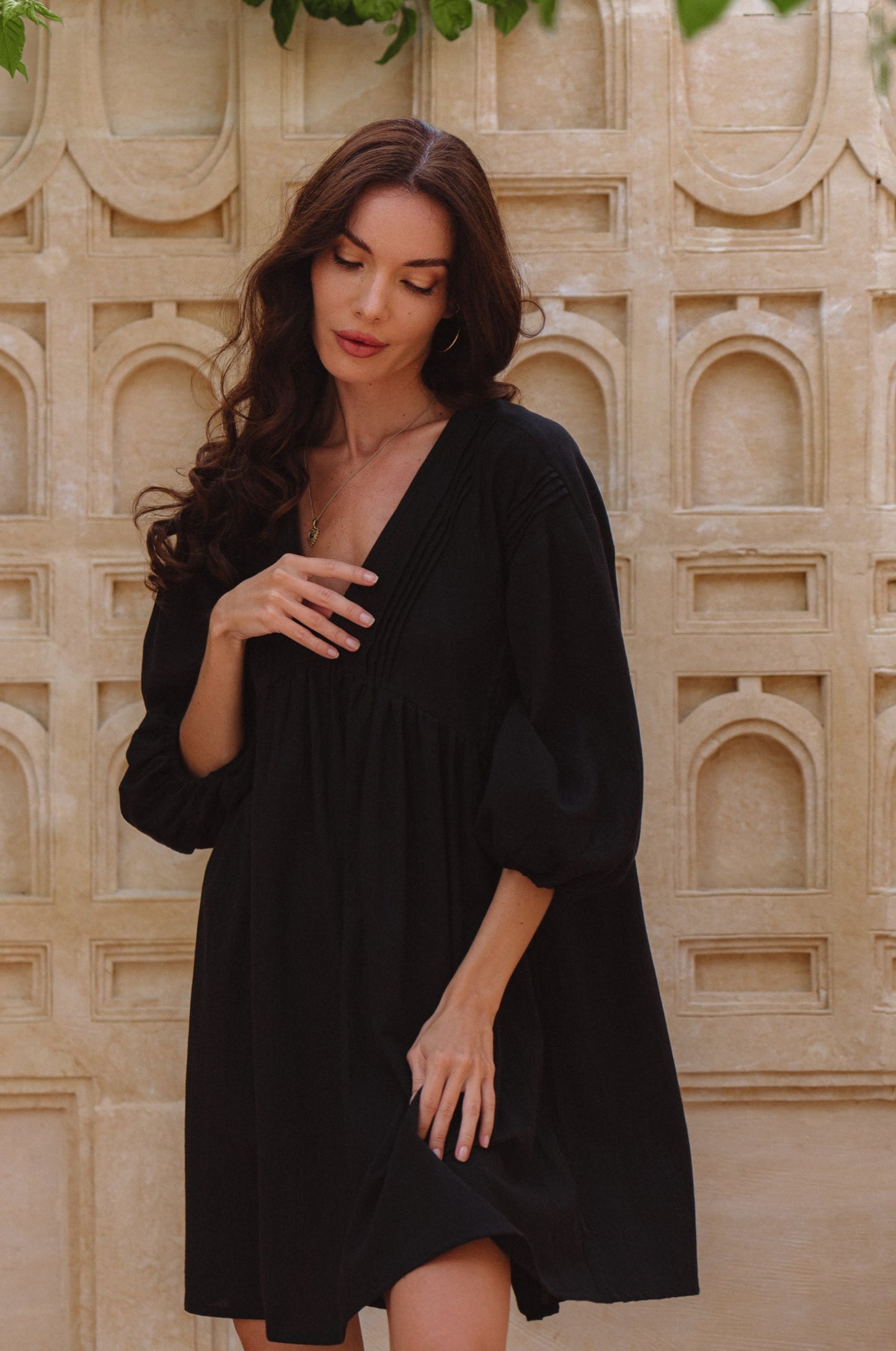 Palmira Handcrafted Linen Mini Dress-7