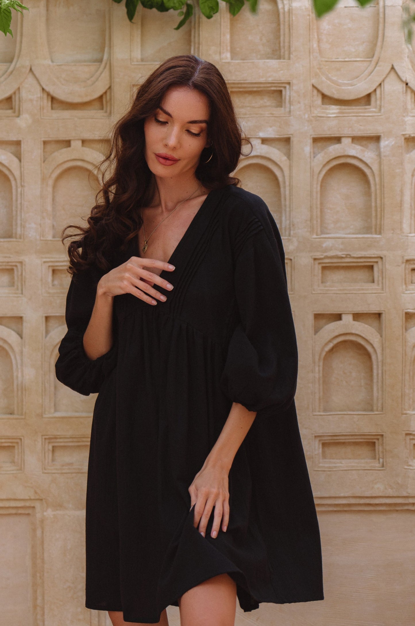 Palmira Handcrafted Linen Mini Dress-7