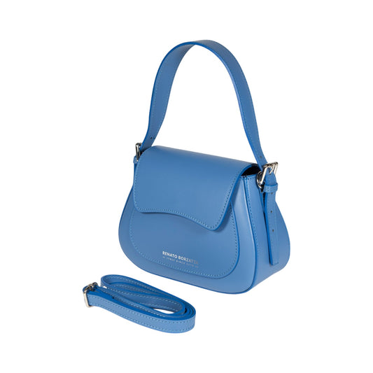 RB1030CP | EMMA Women's Shoulder Bag with flap in Genuine Leather Made in Italy. Shiny Silver metal hardware - Wisteria color - Dimensions: 24 x 18 x 9 cm + 14.5 (Handle light)-1