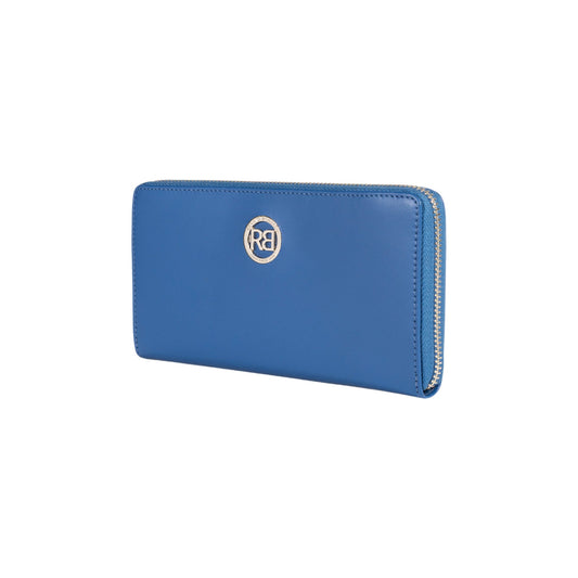 RB1084SCH | Women's zippered wallet made in Italy in smooth, matte genuine leather. Color: Royal Blue. Dimensions: 20 x 10 x 2.5 cm.-1