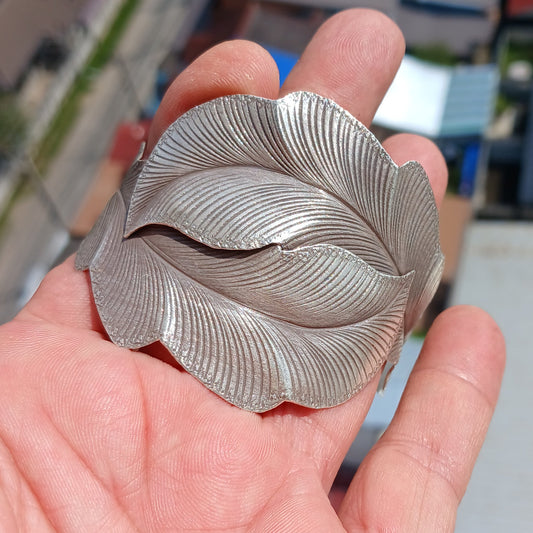 Two Leafs Bracelet, Hand Crafted Sterling Silver Bracelet / Bangle with 2 Leafs-1