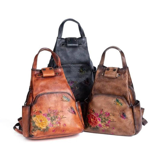 Rossie Viren Women's Vintage Leather Backpack, Leather Rucksack, Womens Backpack, Gift for her-1