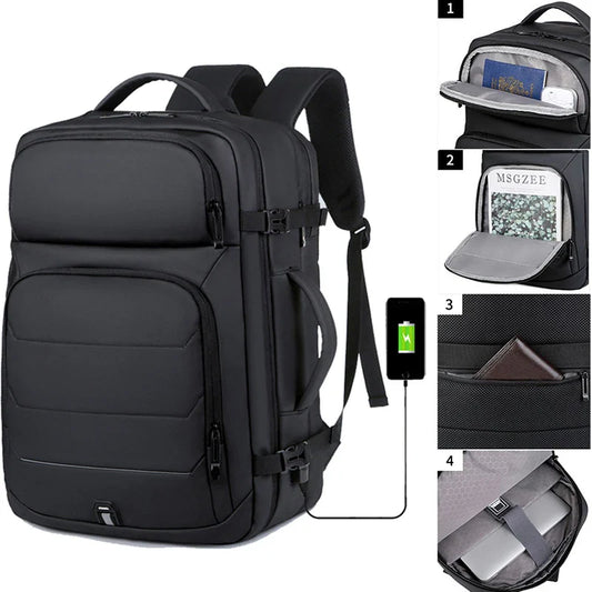 NNEOBA Expandable 17-Inch Laptop Backpack for Men 11 Pockets Black-1
