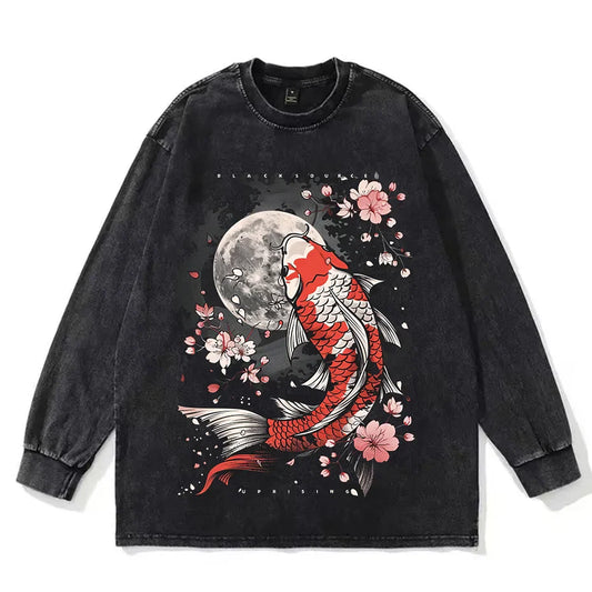 Mens Cotton Goldfish Print T Shirt Summer Loose Casual Short Sleeve-1