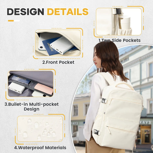 NNEOBA Laptop Backpack 40×20×25cm Beige-1