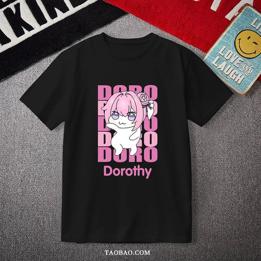 Doro Dorothy Pink Hair Dog Short Sleeve T Shirt Pure Cotton Harajuku Style-1
